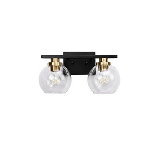 Bathroom Light Fixtures, Black and Gold 2 Light Bathroom Vanity Light ...