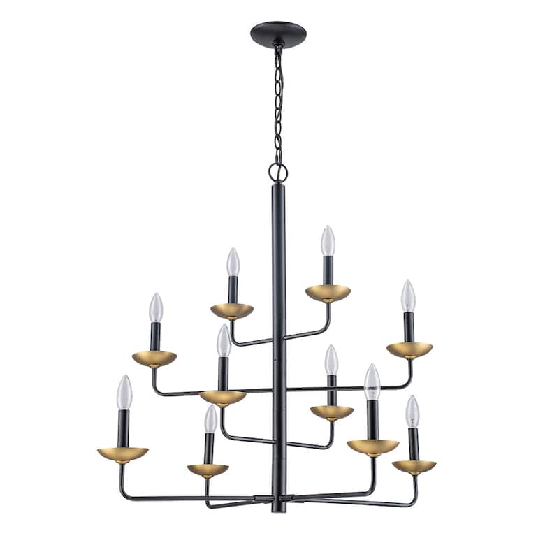 Modern Farmhouse 10-Light 4-Tier Candle Chandelier for Dining Room & Living Room
