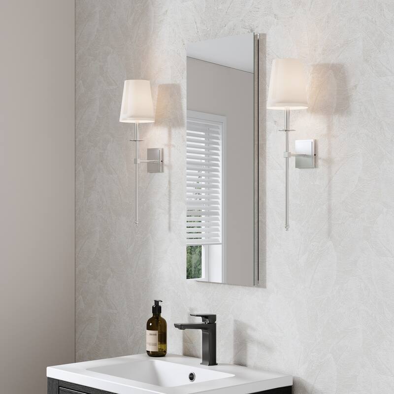Recessed or Surface Wall Mount Bathroom Medicine Cabinet With Adjustable Glass Shelves