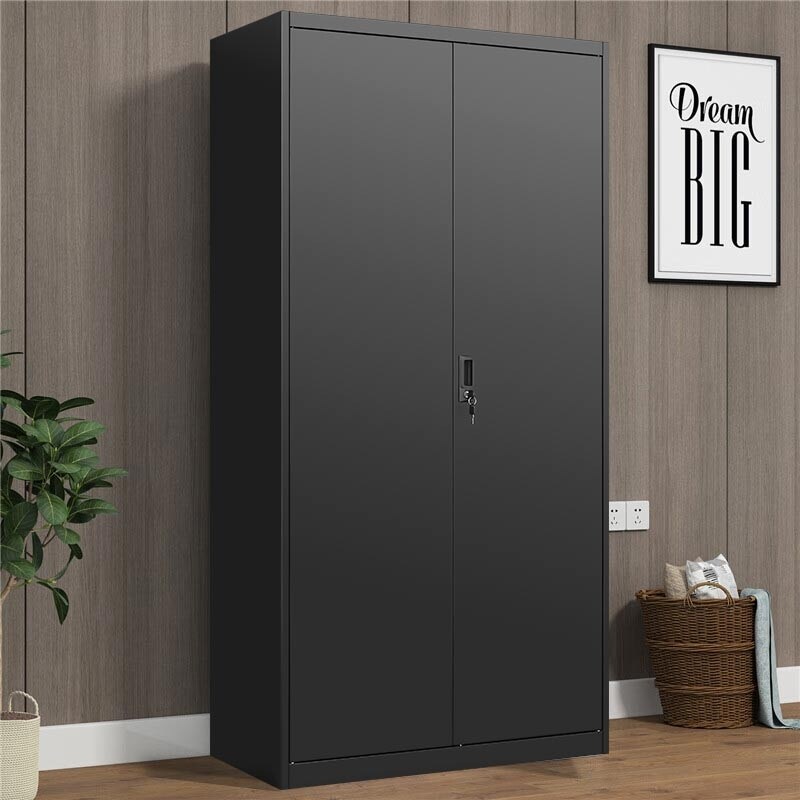 Black Metal Wardrobe Locker Storage Cabinet for Hanging and