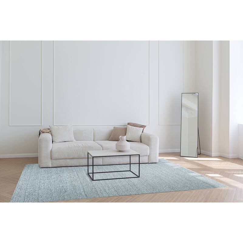 Hand-Knotted Wool Plush Flatweave Loom Rug | Elegant Silver Area Rug for Living Room, Bedroom, Office, & Home Décor - 8' x 10'