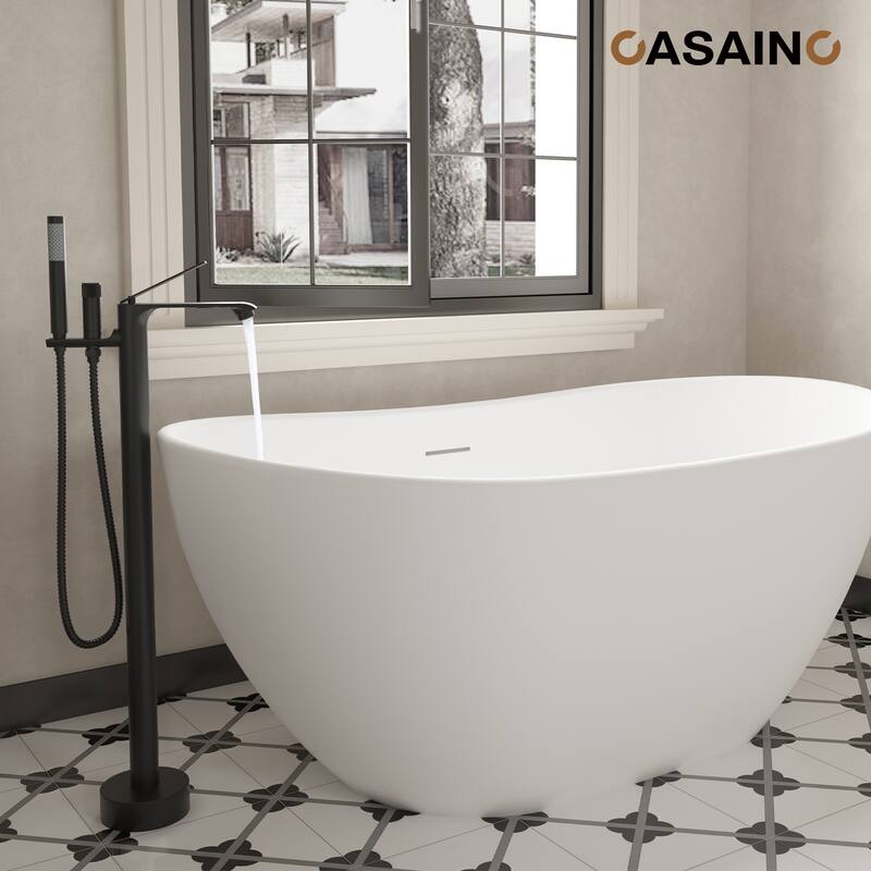 CASAINC Single-Handle Freestanding Floor-Mount Roman Tub Faucet Bathtub Filler with Handheld Shower