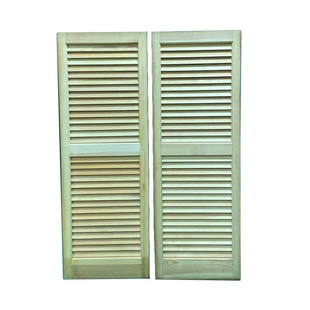 Solid Wood LOUVERED SHUTTERS, 1 PAIR (2 PCS), 15"(W) x 43"(H) - 43"