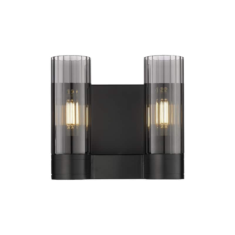 Innovations Lighting 429-2W-10-11 Empire Sconce Empire 2 Light 10" - Matte Black / Plated Smoke