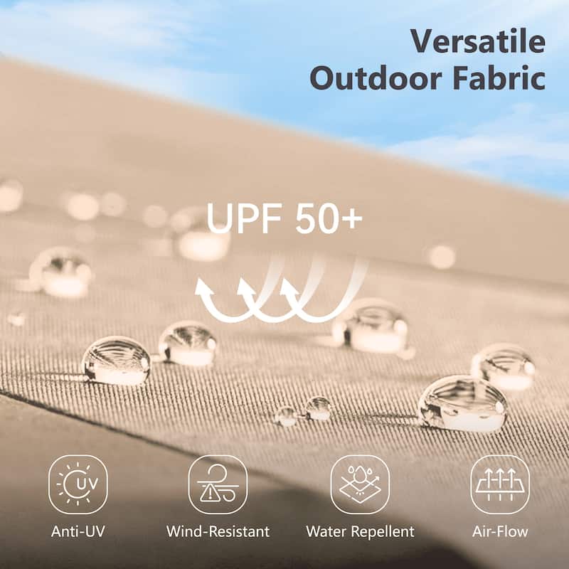 MAISON ARTS 10ft Patio Offset Umbrella Cantilever Umbrellas Market Hanging Umbrella with Crank Handle & Base Include