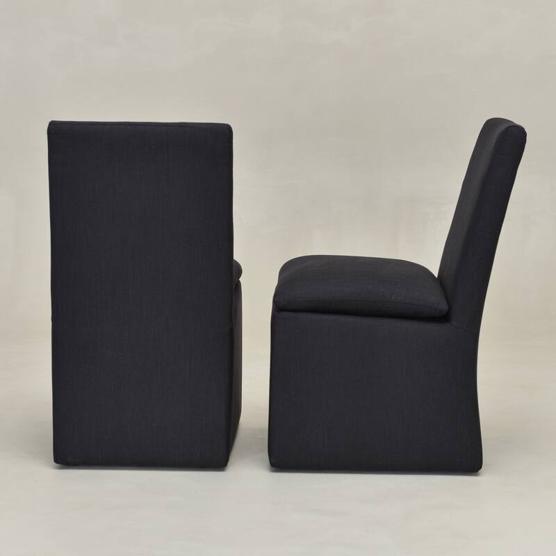 KINWELL 21" Performance Fabric Upholstered Dining Side Chair with Casters (Set of 2)