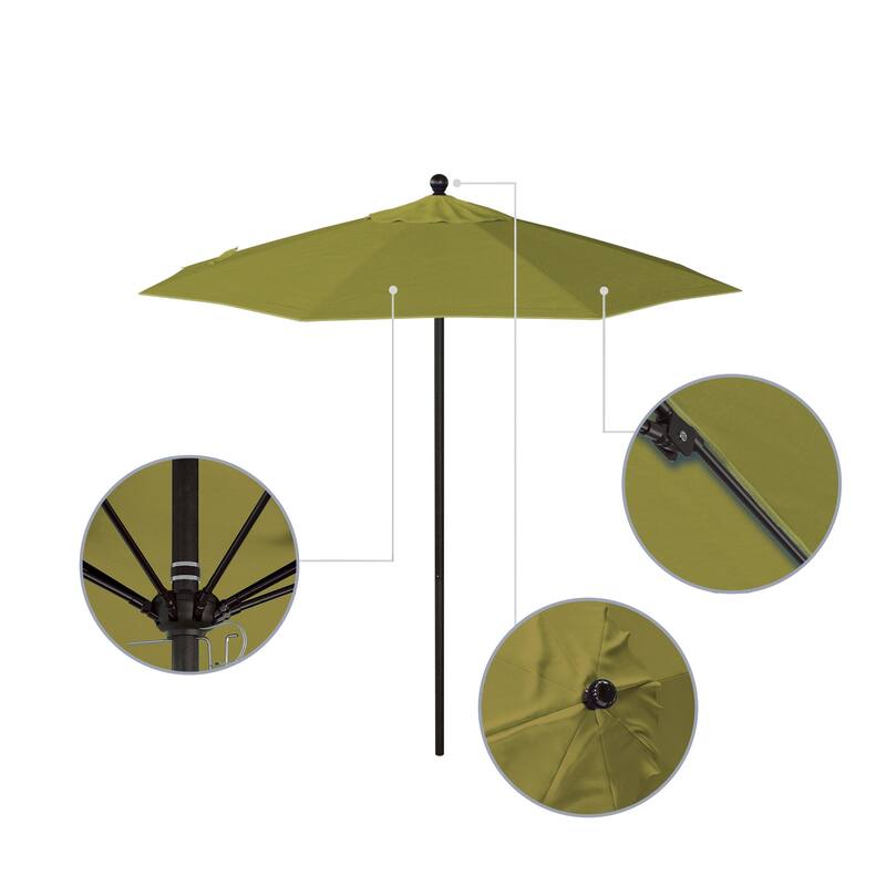 California Umbrella 7.5' Venture Series Patio Umbrella, Bronze Aluminum Pole Fiberglass Ribs Push Lift, Sunbrella Cilantro