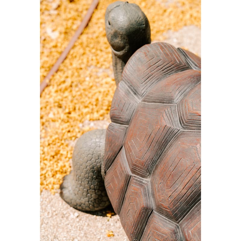 XBrand Brown and Black Concrete/MgO Walking Turtle Statue, Indoor or Outdoor Décor, Garden Décor, Turtle Statuary