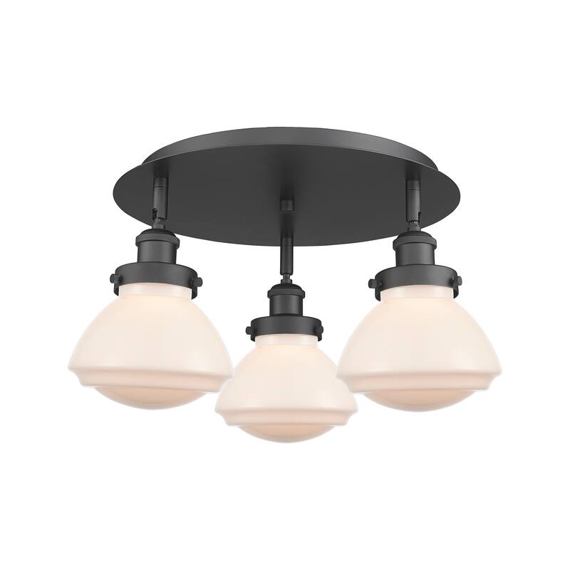 Innovations Lighting Olean - 3 Light 18" Flush Mount - Matte White/Matte Black