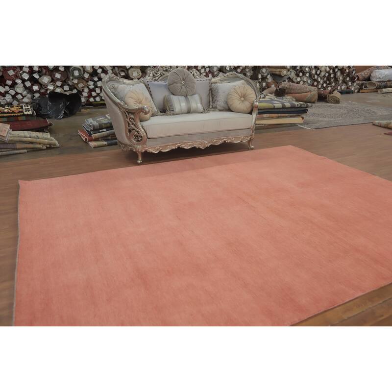 Solid Modern Coral Gabbeh Vegetable Dye Area Rug 9x12 - 12' 1'' X 9' 0''