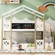 preview thumbnail 4 of 10, Twin over Twin House Bunk Bed with Staircase and Blackboards, White