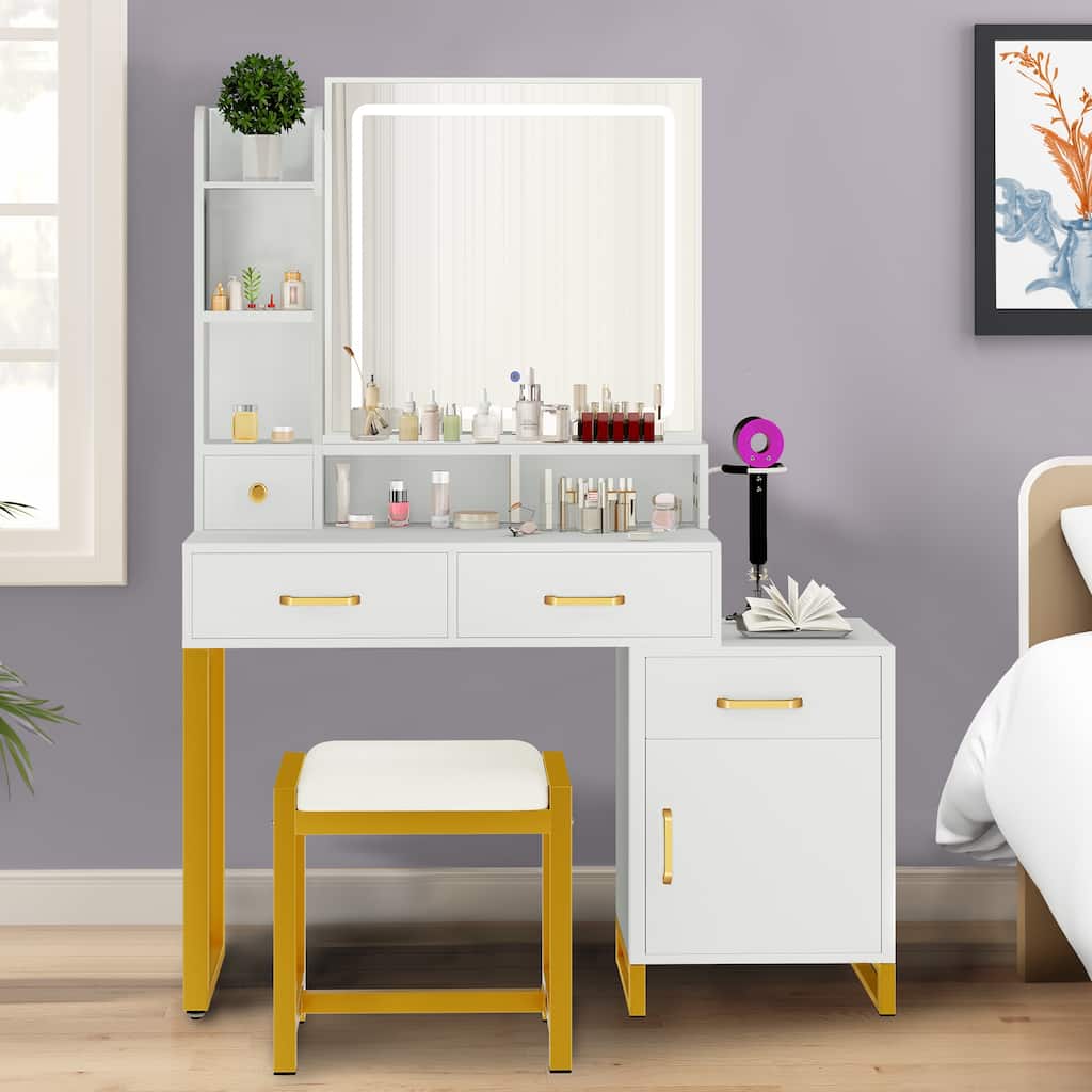 Moasis 42.1" Makeup Vanity Table - 42.1''L x 15.3''W x 53.9''H