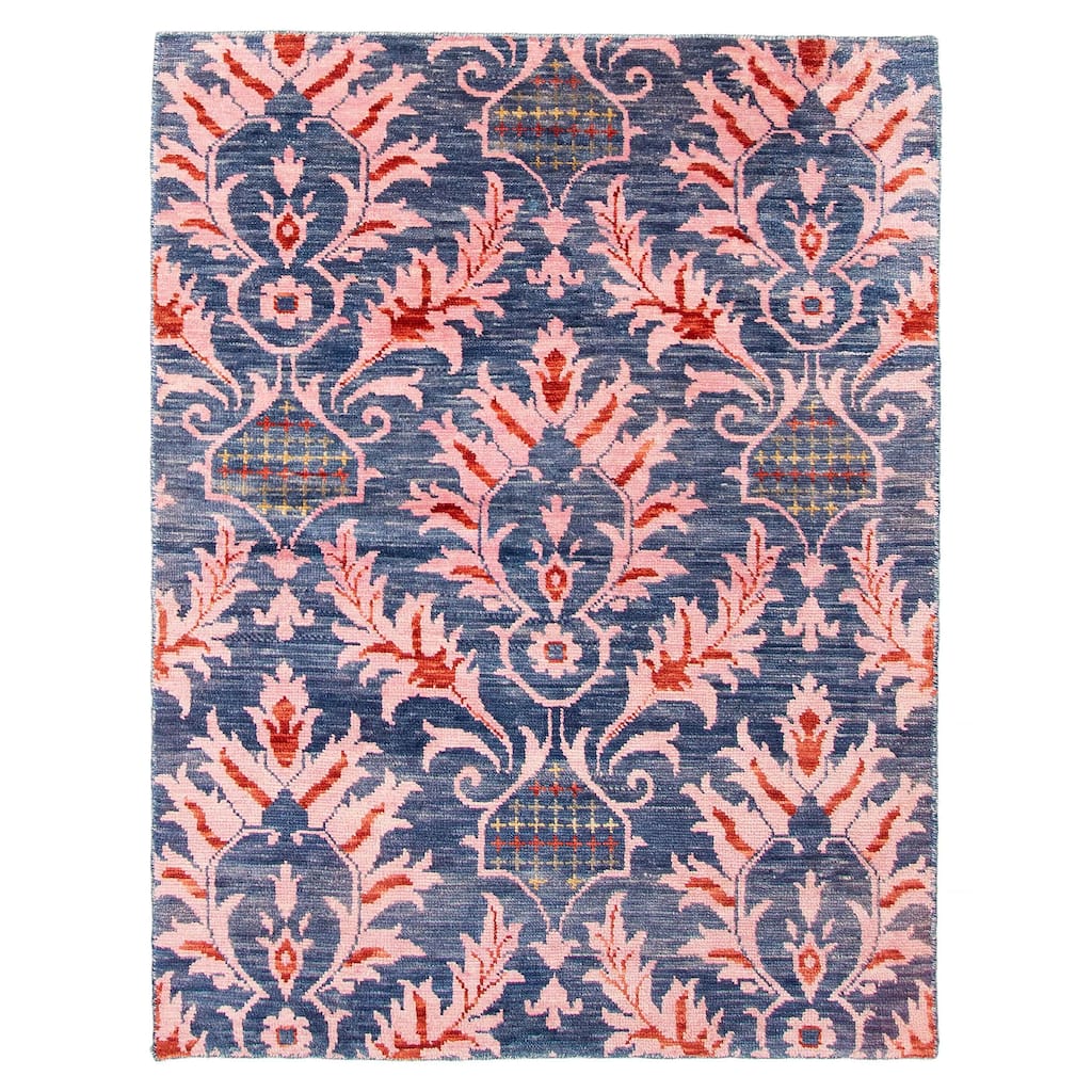 ECARPETGALLERY Hand-knotted Mystique Dark Blue Wool Rug - 4'7 x 6'1