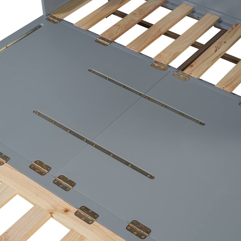 Queen Size Murphy Bed Wall Bed with Iron Legs, Modern Small Room Foldable Bed, Wooden Wall Bed Frame for Home Office