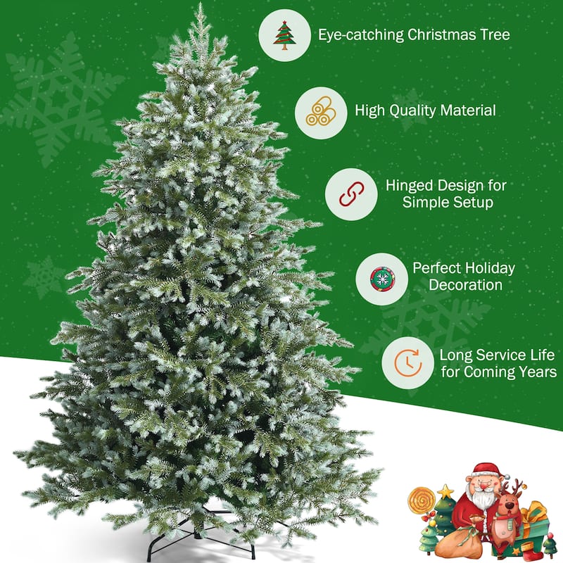 Costway 7ft Artificial Christmas Spruce Hinged Tree w/ 1260 Mixed PE &