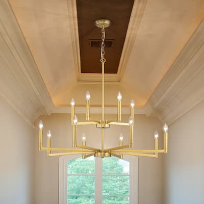 12-Light Candle Chandelier Kitchen island pendant For Dining Living Room - Gold