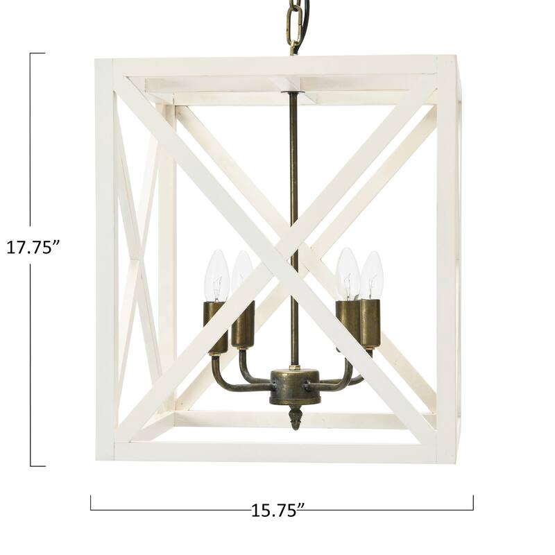 Rectangular Wood & Metal Pendant Light