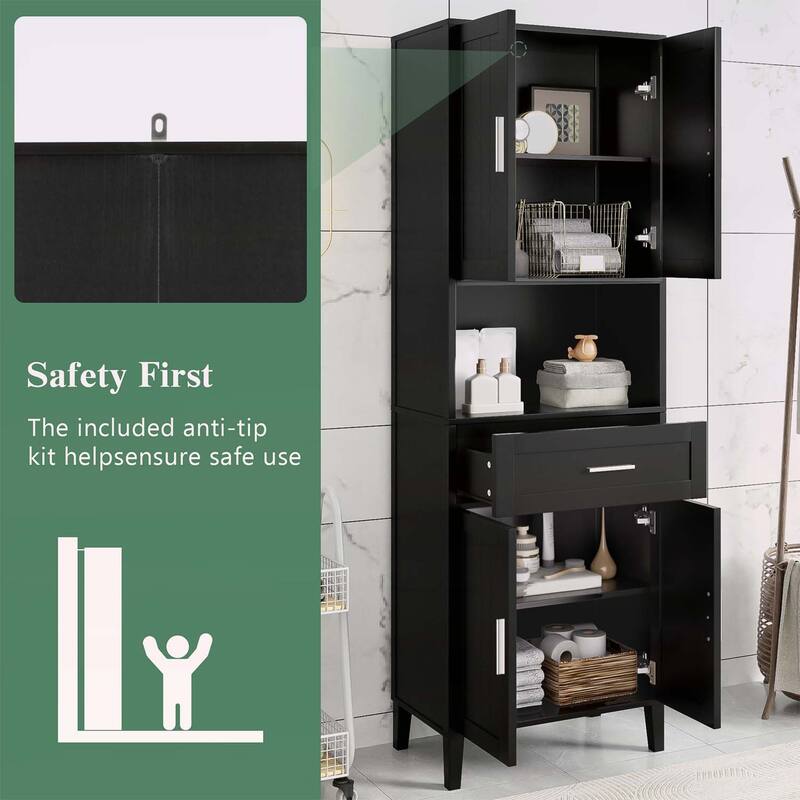 Freestanding Tall Bathroom Cabinet with a Drawer,2 Cabinets,for Bathroom,Living Room,Laundry Room