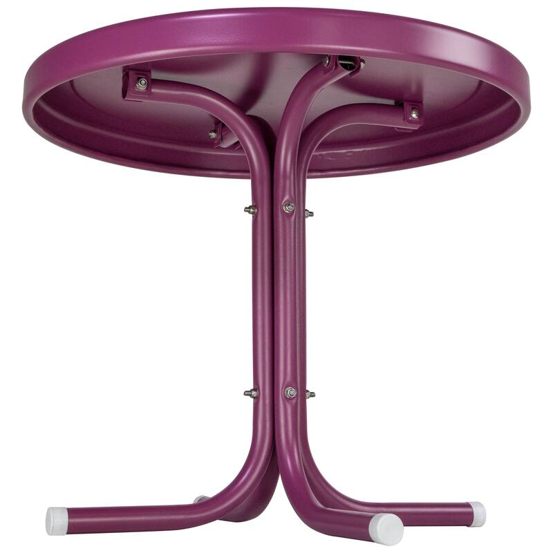 22" Outdoor Retro Tulip Steel Side Table Purple