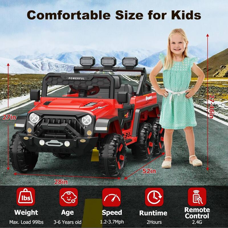 Ride on Car with 6 EVA Wheels&4WD, 24V Battery Powered Electric Car for Ages 3-6 Kids