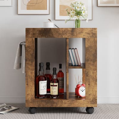 Movable Side Cabinet Trolley Storage Locker Alcohol Cabinet Toaster Cabinet