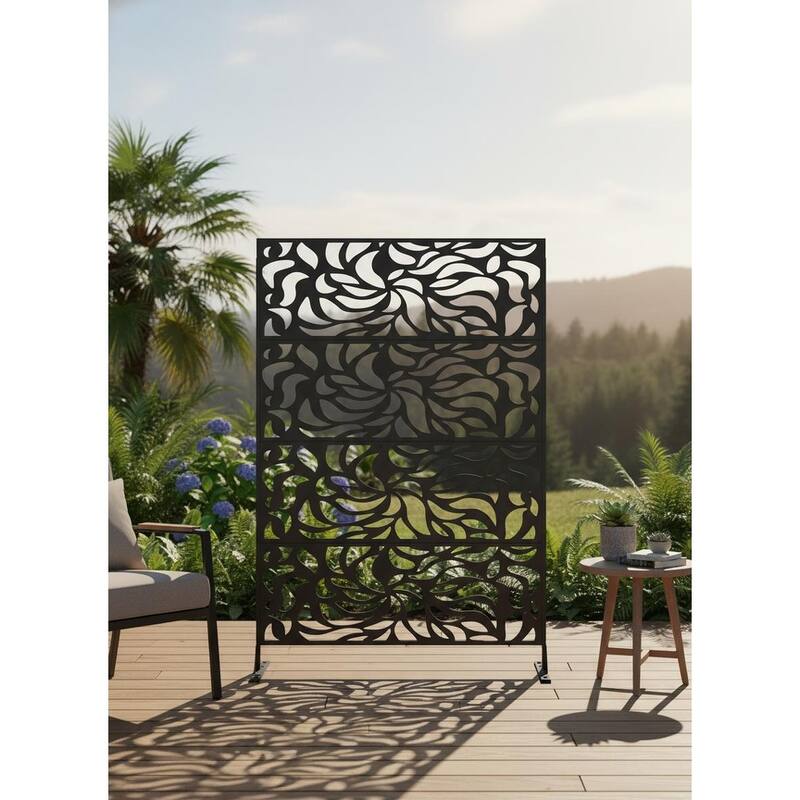 70" H Decorative Metal Garden Fences, Rust-Proof Scroll Design - C