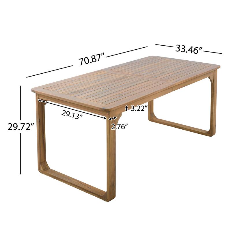 Christopher Knight Home - Ronan Outdoor Acacia Wood Dining Set with Wicker Back Chairs & Curved Leg Dining Table, Teak Finish