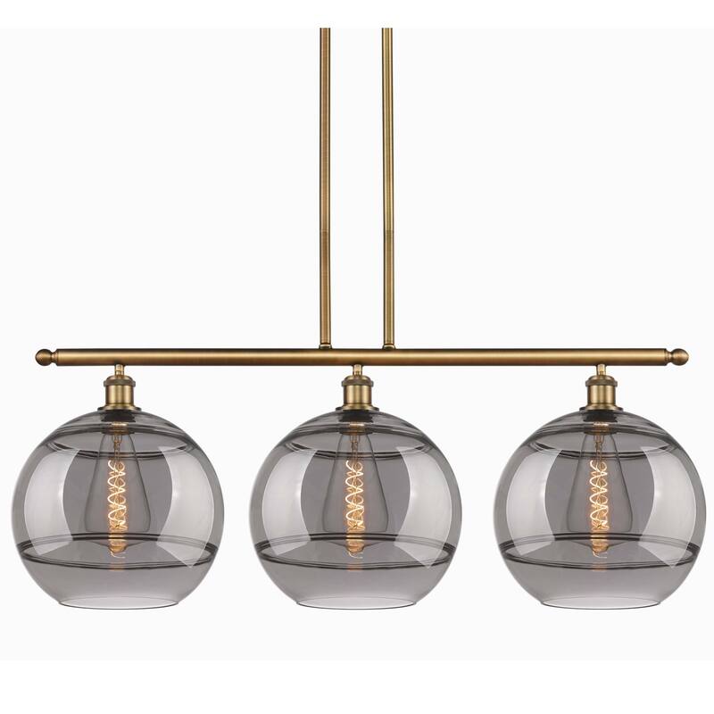 Innovations Lighting 516-3I-14-39 Rochester Pendant Rochester 3 Light - Brushed Brass / Light Smoke