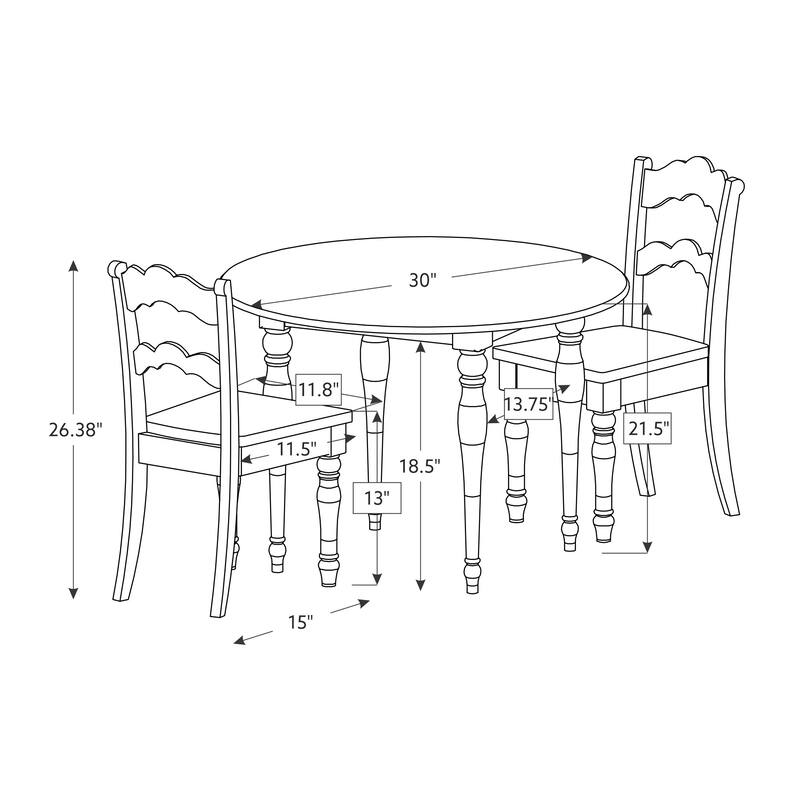 3-Piece Kids Table and Chair Set - 30" - White