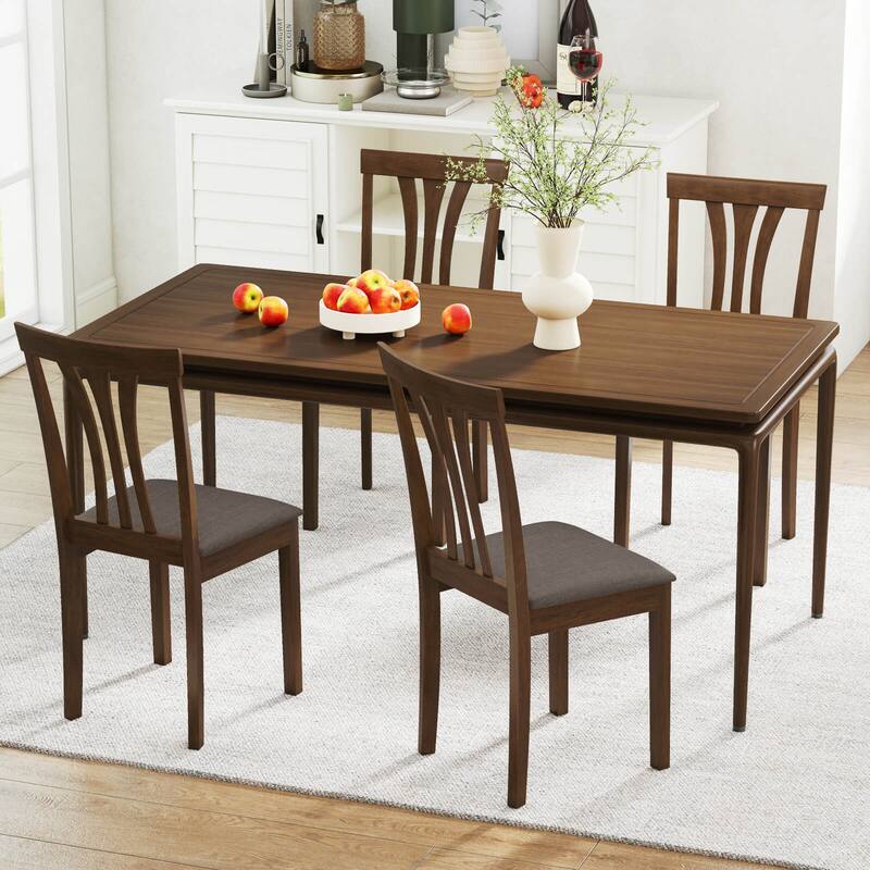 Costway Dining Chairs Set of 2/4 Linen Fabric Dining Room Chairs with