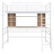 White Metal & Wood Full Size Loft Bed with Long Desk, Storage Shelves ...