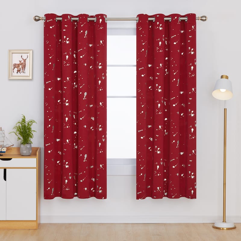 Deconovo Silver Spot 52 Width Curtain Panel Pair (2 Panel) - W52 x L72 - Red