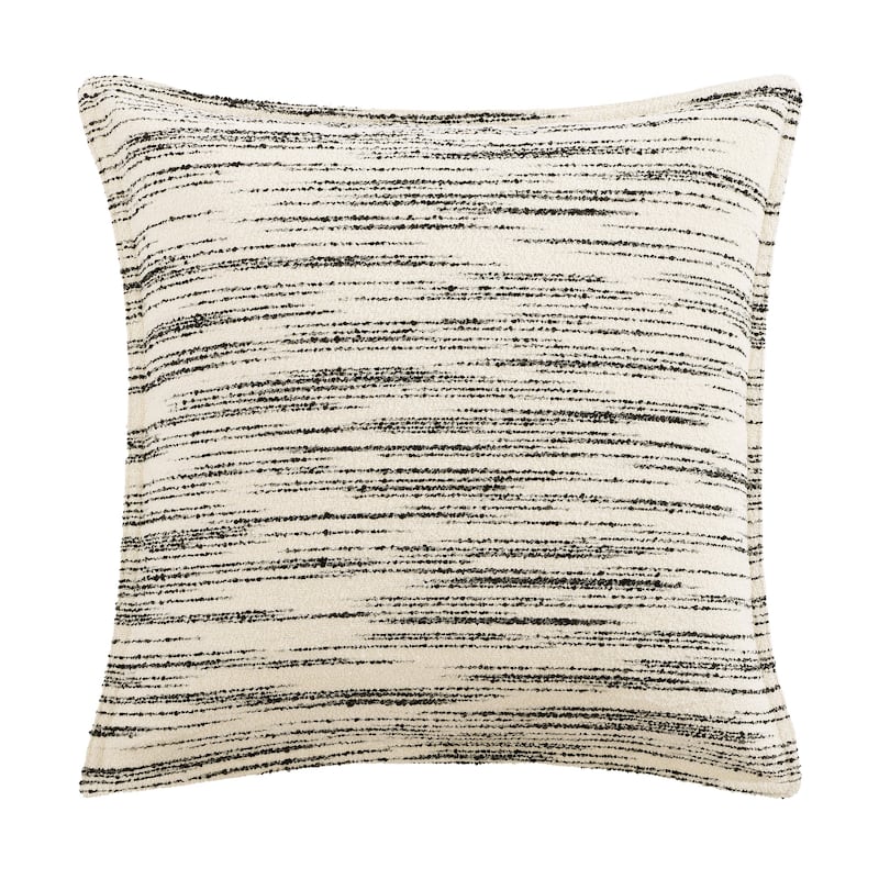 HiEnd Accents Cosmo Ivory/Black Bouclé Stripes Modern Contemporary 27x27 inch Euro Sham