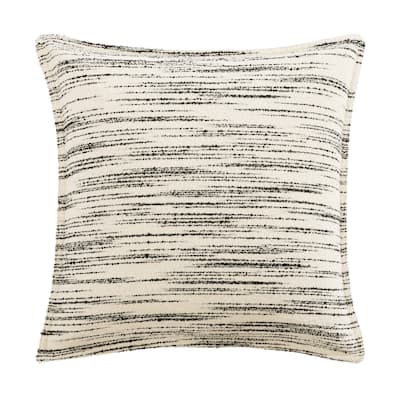 HiEnd Accents Cosmo Ivory/Black Bouclé Stripes Modern Contemporary 27x27 inch Euro Sham