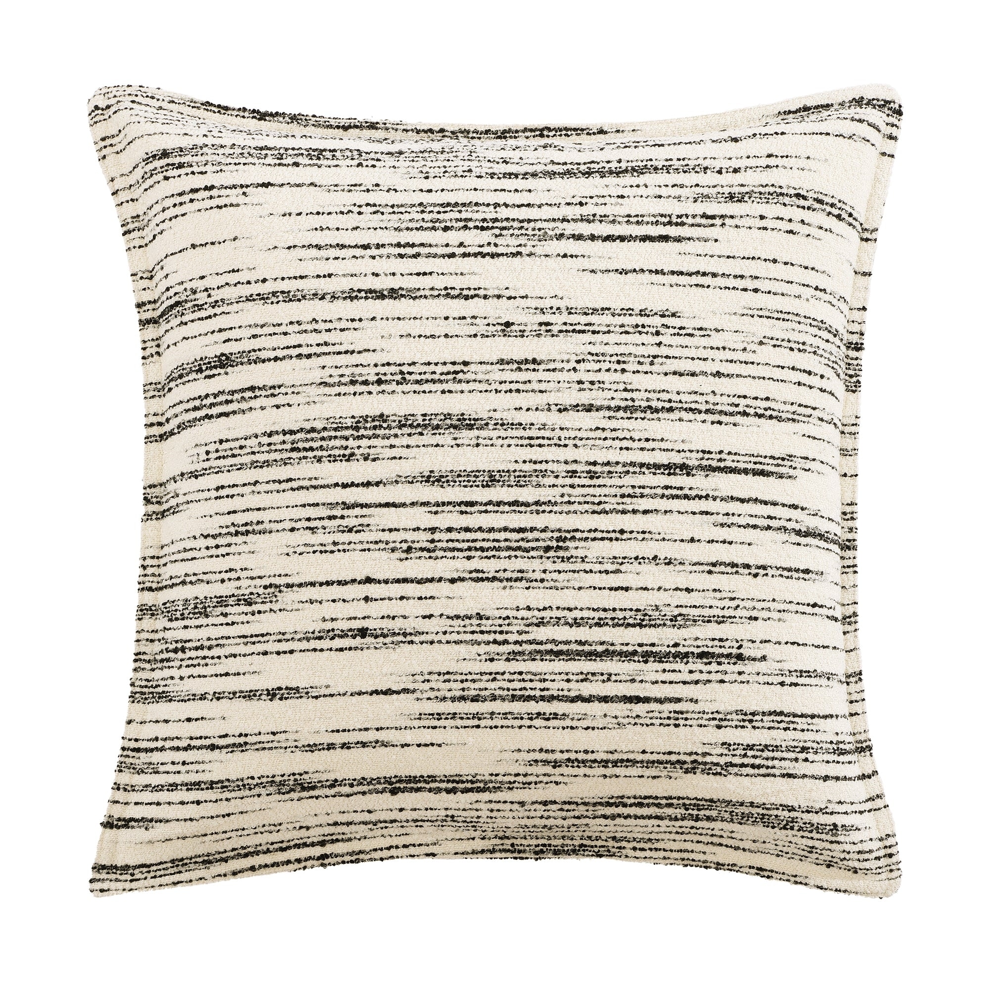 HiEnd Accents Cosmo Ivory/Black Bouclé Stripes Modern Contemporary 27x27 inch Euro Sham