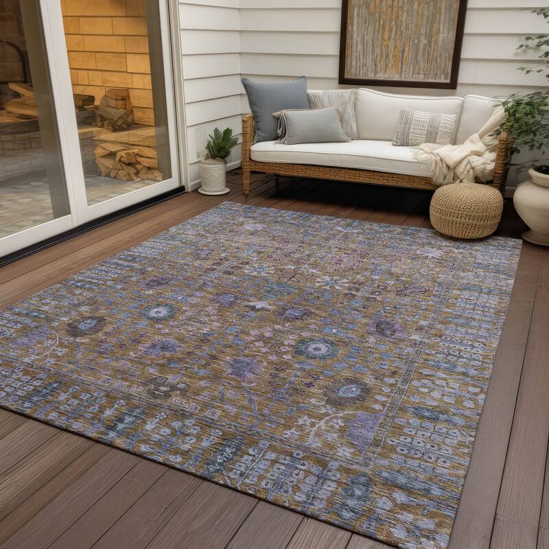 Machine Washable Indoor/ Outdoor Traditional Classic Chantille Rug