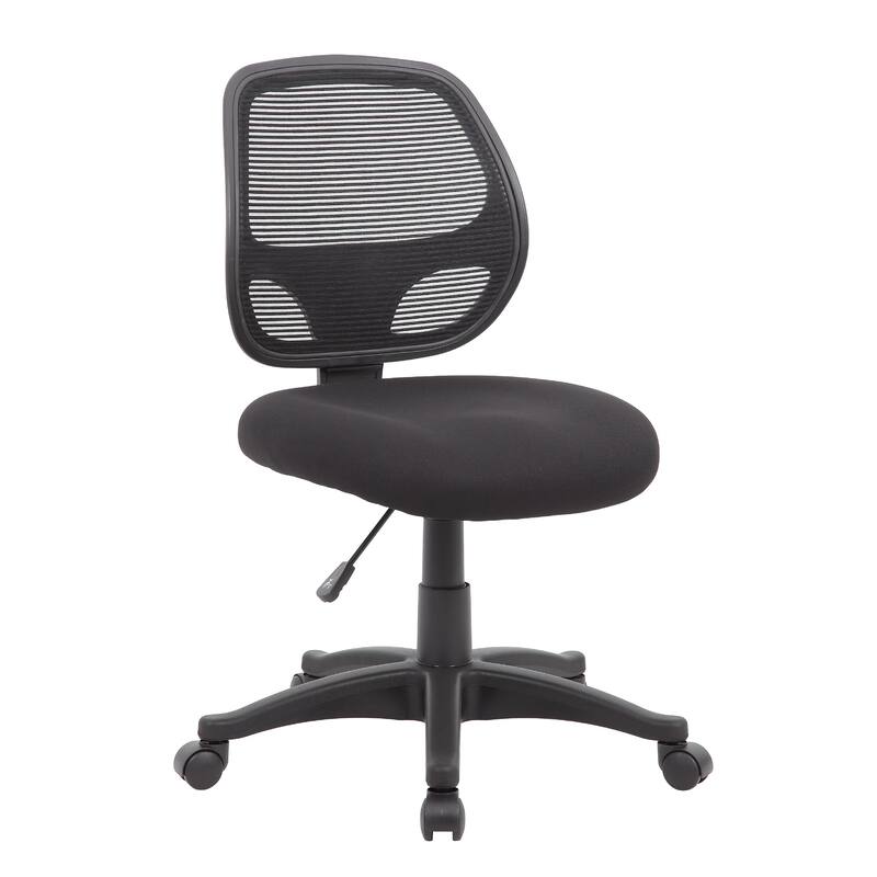 Maya Rolling Office Chair, Black Mesh, Foam Padding and Lumbar Support