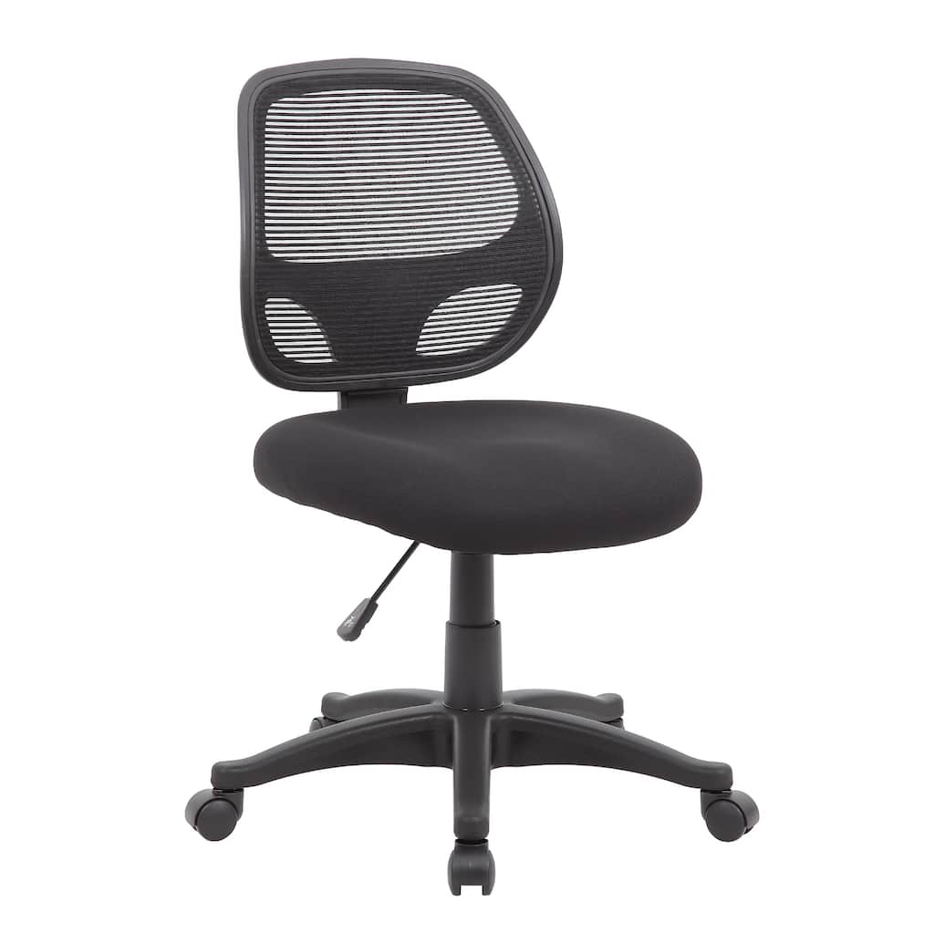 Maya Rolling Office Chair, Black Mesh, Foam Padding and Lumbar Support