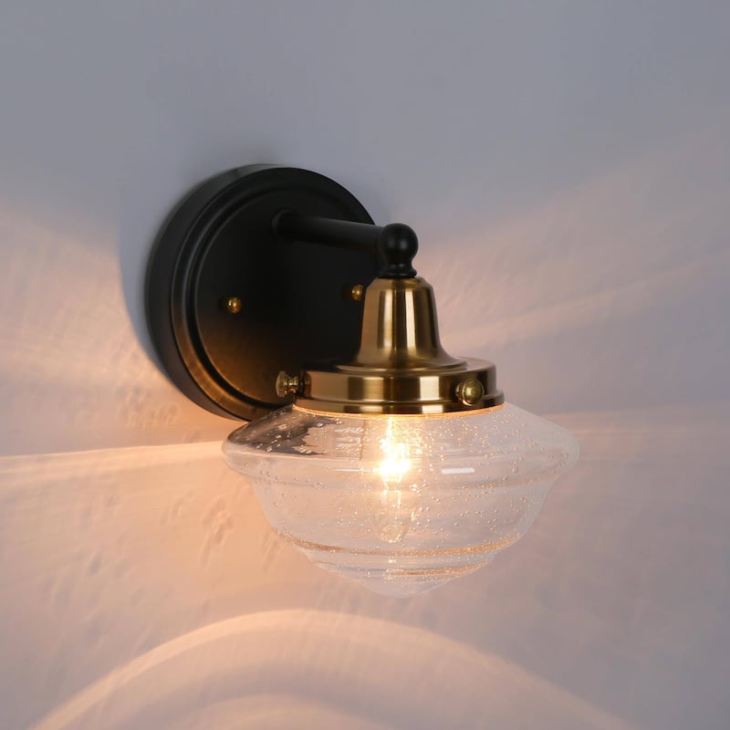 1/2/4-Light Modern Black Gold Bathroom Vanity Light Schoolhouse Glass Wall Sconce