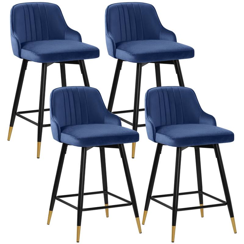 Modern Velvet Upholstered Swivel Counter/ Bar Stools Set of 2/4
