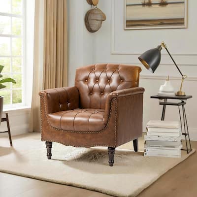 Tufted Accent Chair Vegan Leather Armchair for Living Room