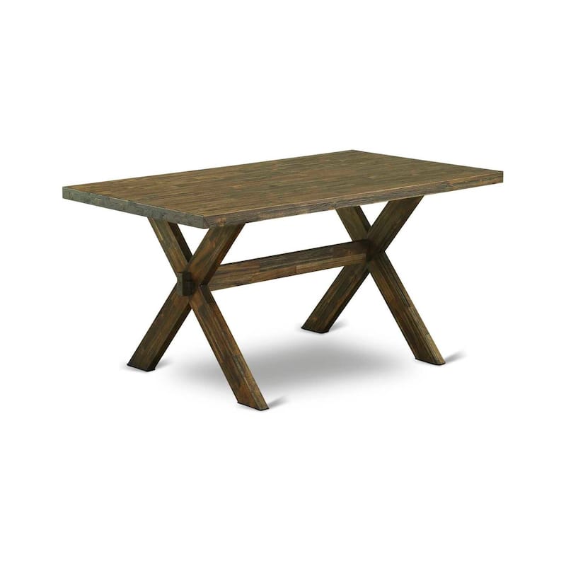 HomeStock 7-Pc Rectangle Natural Oak Finish Solid Wood Top Dining Table with 6 Parson-Chairs