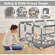 preview thumbnail 5 of 6, Infant 71"x48" 4-Panel Baby Playpen Foldable Playard with Basketball Hoop Grey