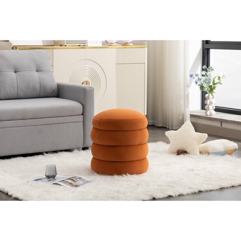 Velvet Round Footrest Ottoman