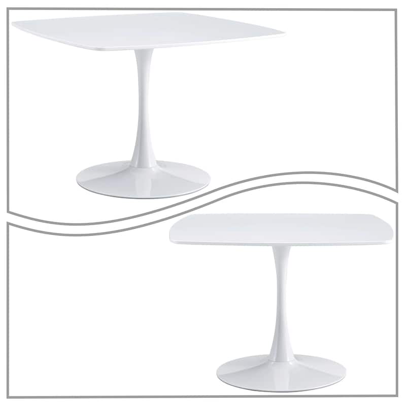 Modern Stylish Square Dining Table with Wooden Top and Metal Legs