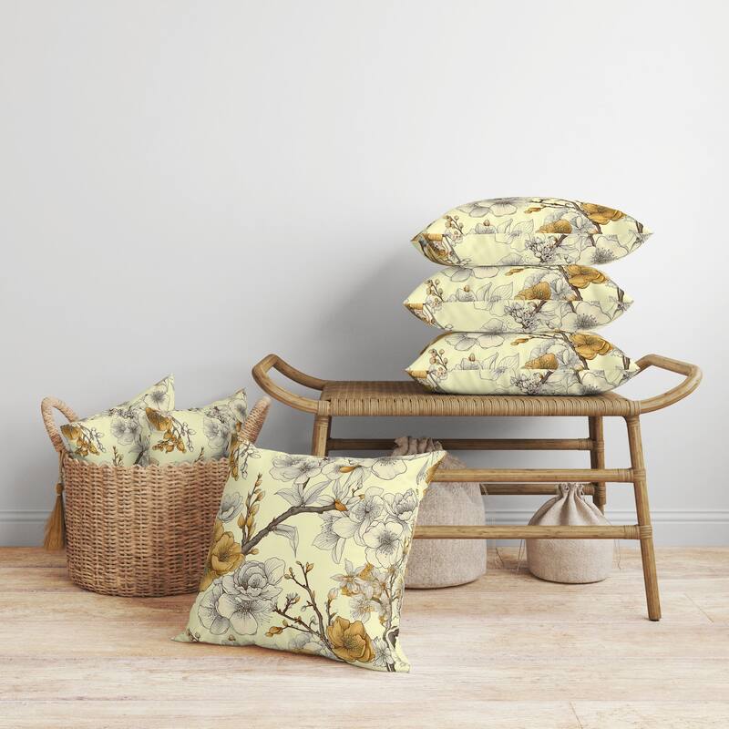 Petal Poetry Faux Suede Reversible Throw Pillow Yellow and Orange