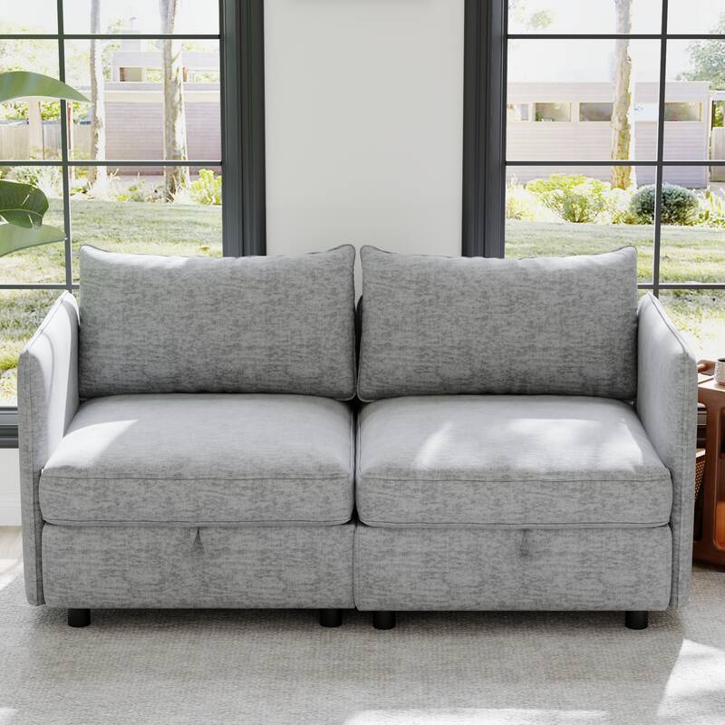 Grey Chenille Armrests for Modular Sofa, 29x4x26 inches, 8 Pounds