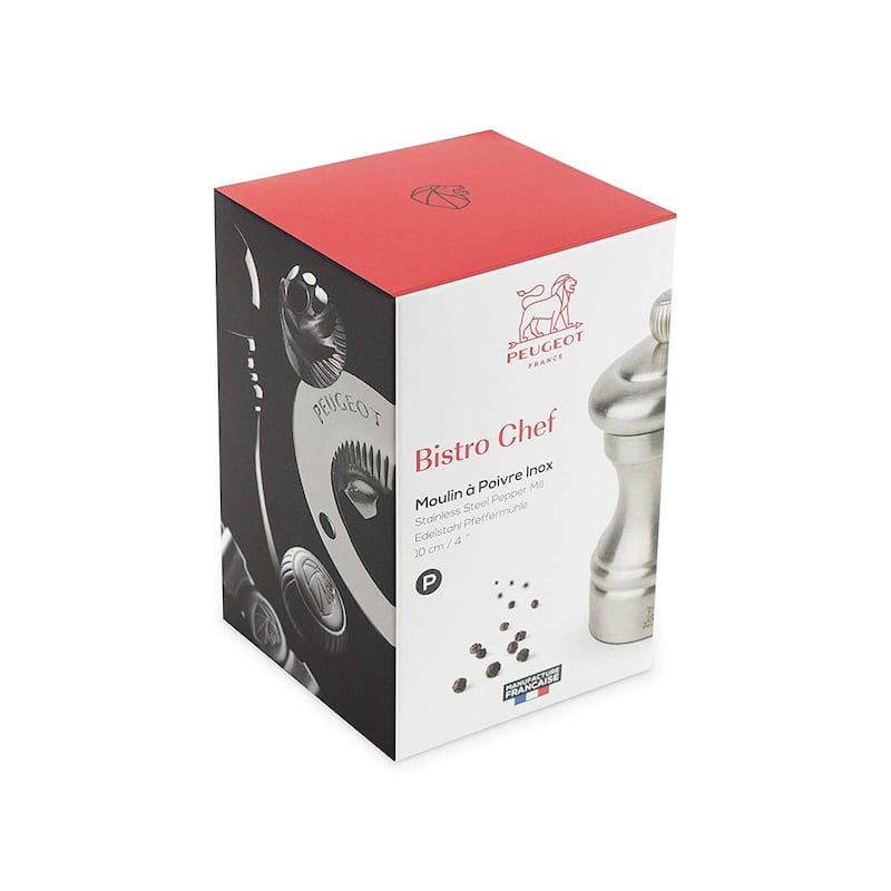 Peugeot Bistro Chef Pepper Mill, 10cm/4", Stainless Steel