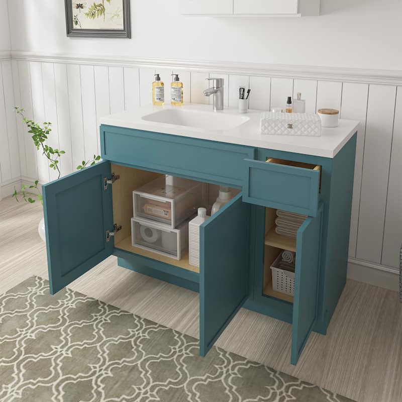 Vanity Art 48" Birch Freestanding Bathroom Vanity Cabinet without Top