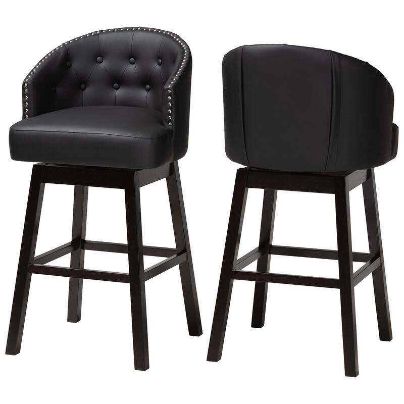 Traditional Faux Leather 30" Bar Stool by Baxton Studio